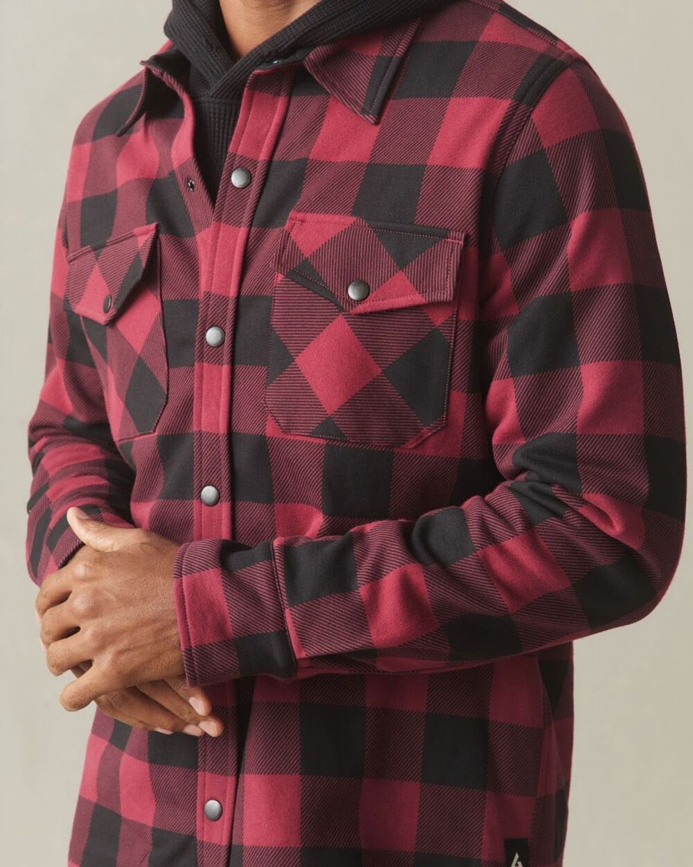 American Giant buffalo plaid fleece over shirt men's size XL